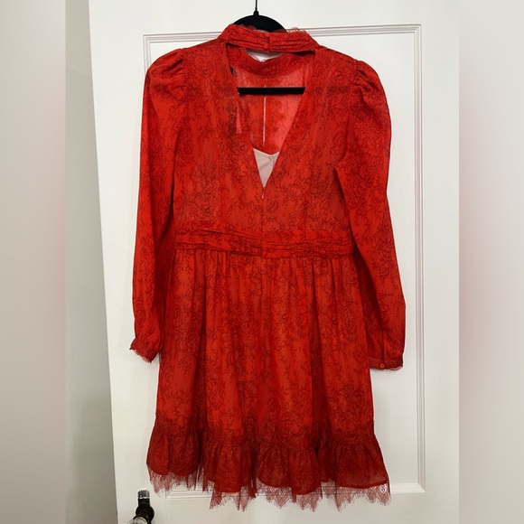 French connection red poppy lace mini dress size 8 - Picture 8 of 14